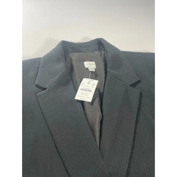 J.Crew $188 Womens Cotton Blend Textured Blazer Black Size 16 BY941 NWT